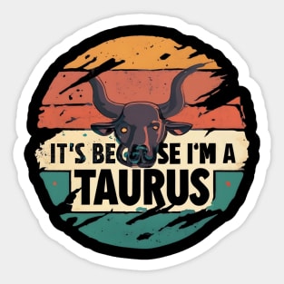 Taurus Sunset Escapade: Retro Zodiac Adventure Sticker